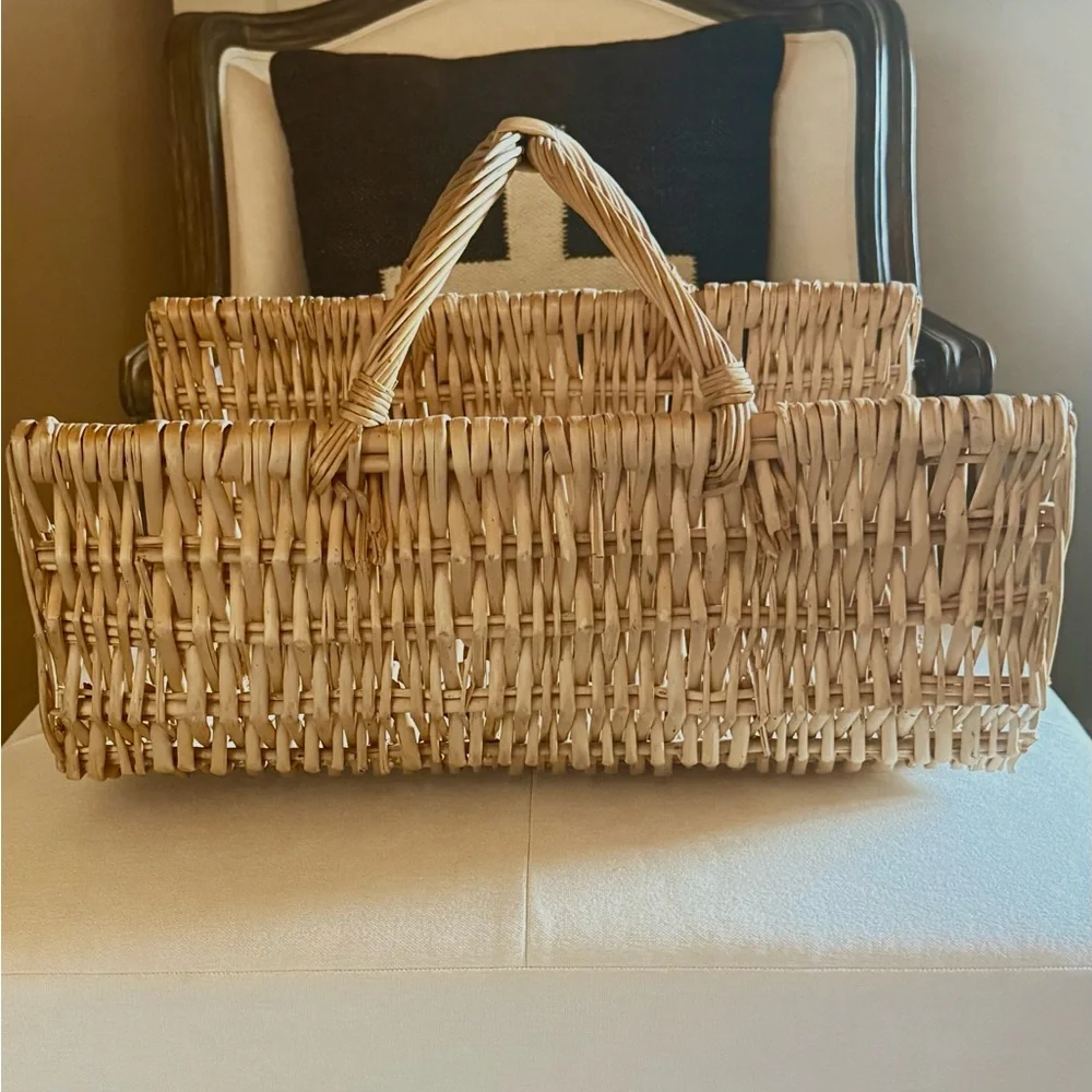 Rustic Firewood Style Willow Basket with Handle - Picture 3 of 8